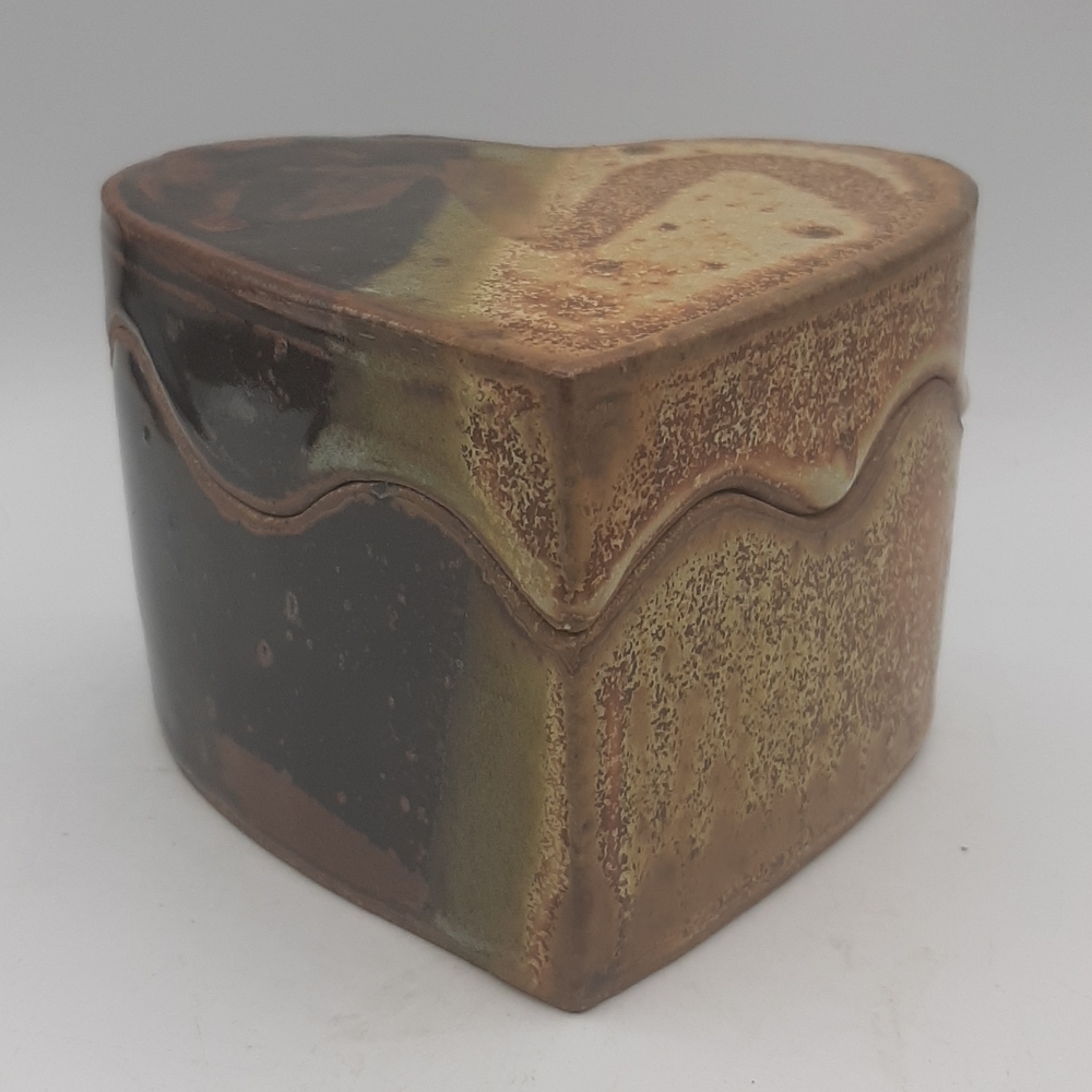 Studio Art Pottery Lidded Trinket Box Artist Signed Handmade Vintage